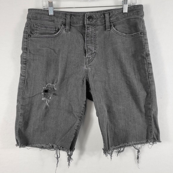 Express Pants - Express Denim Shorts Womens 32 Gray Distressed Cut Off Raw Hem
